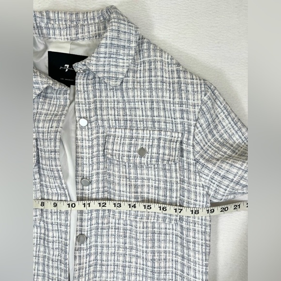 7 FOR ALL MANKIND Tweed Shacket Oversized Fringe Cowgirl Streetwear Preppy S - Picture 10 of 11